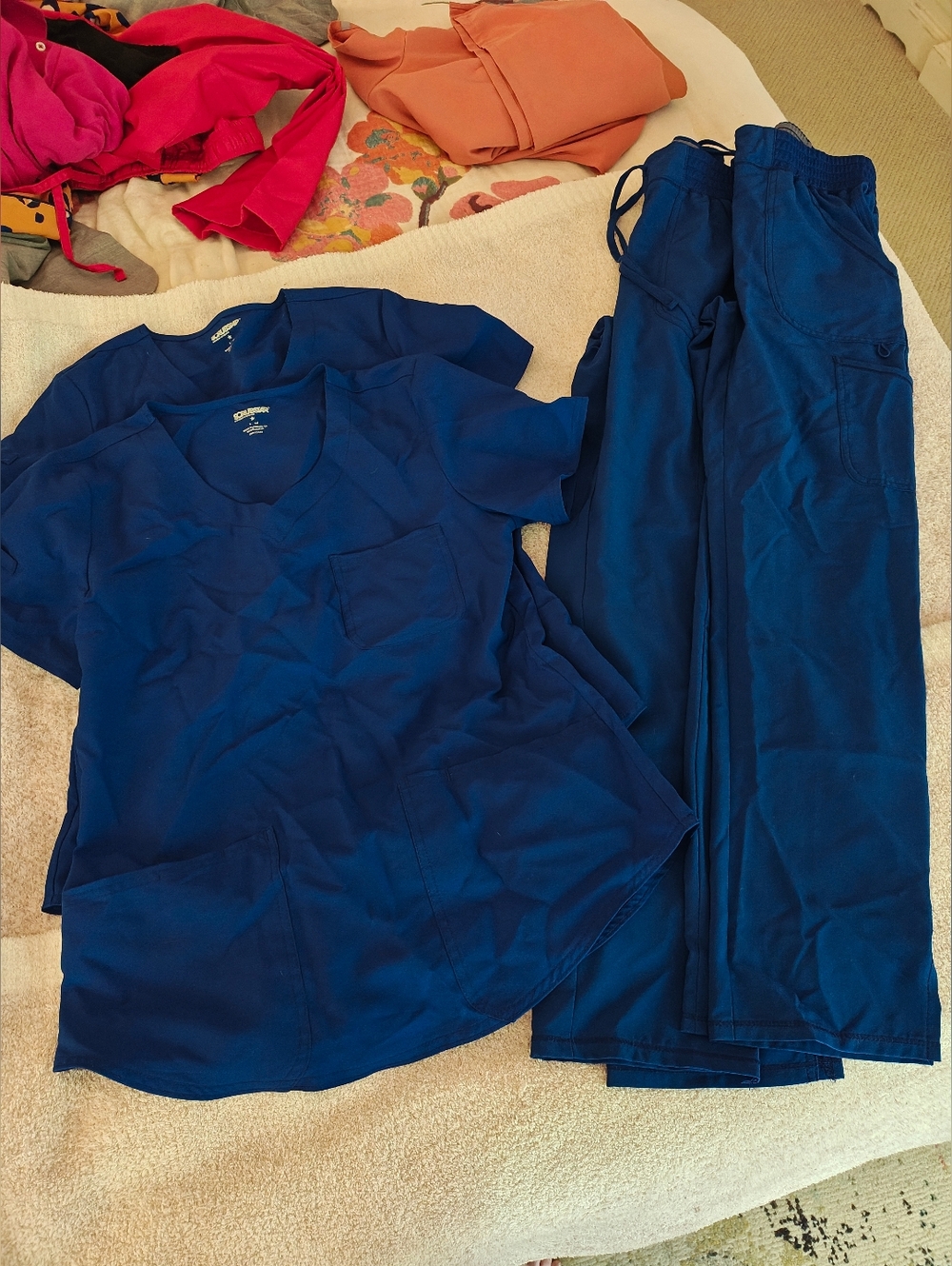 ScrubStar Royal Blue Scrub Set Small Top, XS Bottom (2 Sets)
